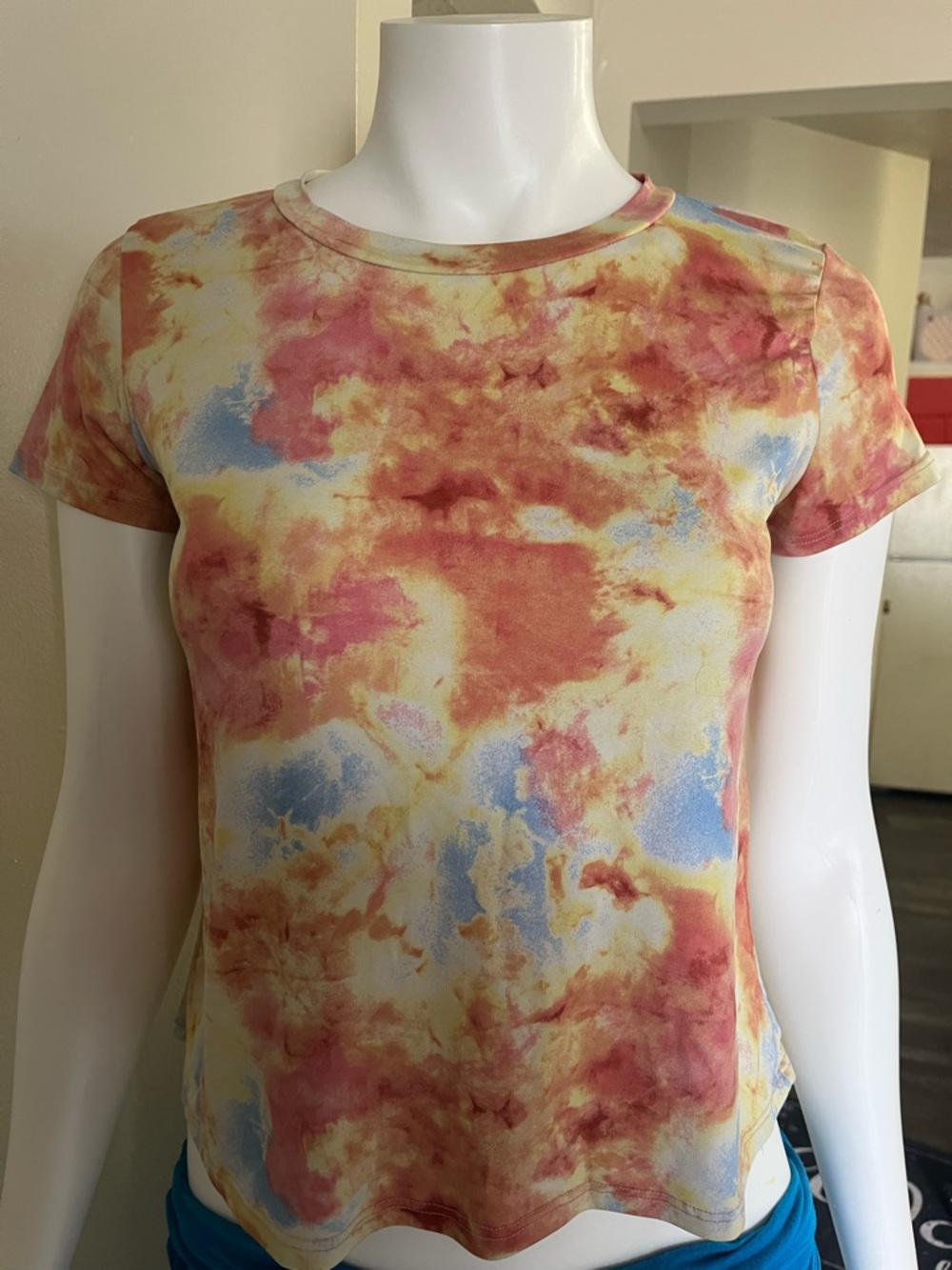 TeenBell Tie-Dye Short Sleeve Tee in Yellow, Pink & Blue